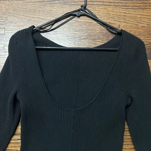 Black Sweater Midi Dress with Scoop back - Picture 3 of 6